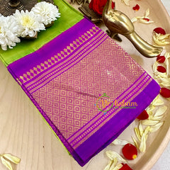Parrot Green Thiribhuvanam Silk Saree -Pure Silk -VS1280