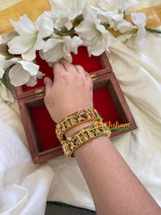 Antique Gold Bridal Openable Kada Bangles-Bride Procession Bangles-G7856