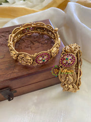 Antique Gold Bridal Bangles-Peacock-G7857