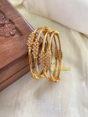 Premium AD Stone Bangles- 4 Bangles -White-G7861