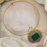 Emerald Green AD Stone Pendant Hasli Choker -G10688