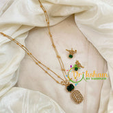 Emerald Green AD Stone Pendant Chain Neckpiece -Geometric -G10697