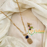 Premium Blue AD Stone Pendant Chain Neckpiece -Geometric -G10699