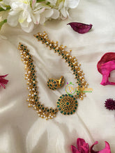 AD Stone Pearl High Neck Choker-Green-G4983