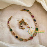 Premium Navrathna AD Stone Choker Short Neckpiece-G10693