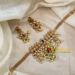 Premium AD Stone Choker Short Neckpiece-Guttapusalu-G10641