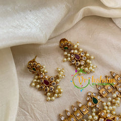 Premium AD Stone Choker Short Neckpiece-Guttapusalu-G10641