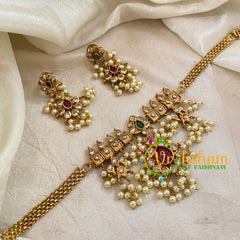 Premium AD Stone Choker Short Neckpiece-Guttapusalu-G10641