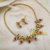 Premium Red White Green Maanga AD Stone Choker Short Neckpiece-G10690