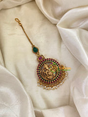 Premium Temple Ganesh Maang Tikka -Pearl -G8071