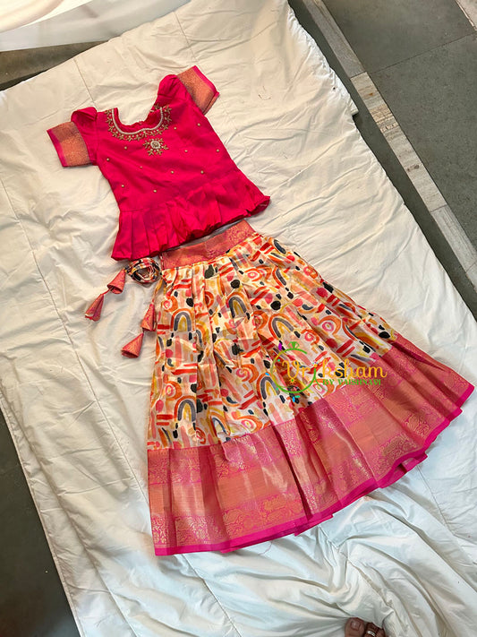 Pink and Cocktail Indian Traditional Girls Lehenga-VS1126