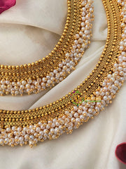 Gold Look Alike Bridal Anklets-Cluster Pearl-G4653