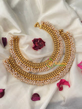 Gold Look Alike Bridal Anklets-Cluster Pearl-G4655