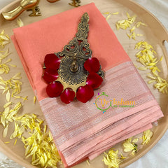 Peach Maheshwari Silk Cotton Saree -VS1791
