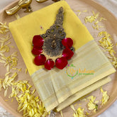 Light Yellow Maheshwari Silk Cotton Saree -VS1790