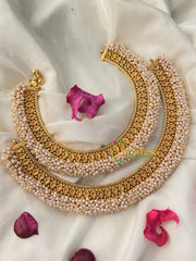 Gold Look Alike Bridal Anklets-Cluster Pearl-G4656