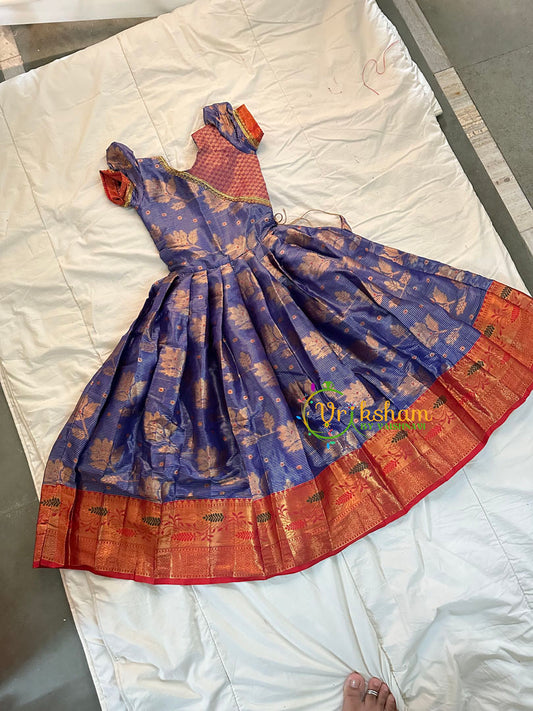 Blue Indian Traditional Dress for Girls- Girls Gown -VS1243