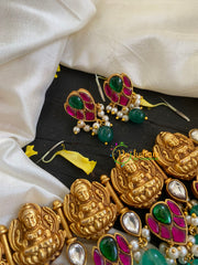 Jadau Kundan High Neck Choker-Green Bead-J587