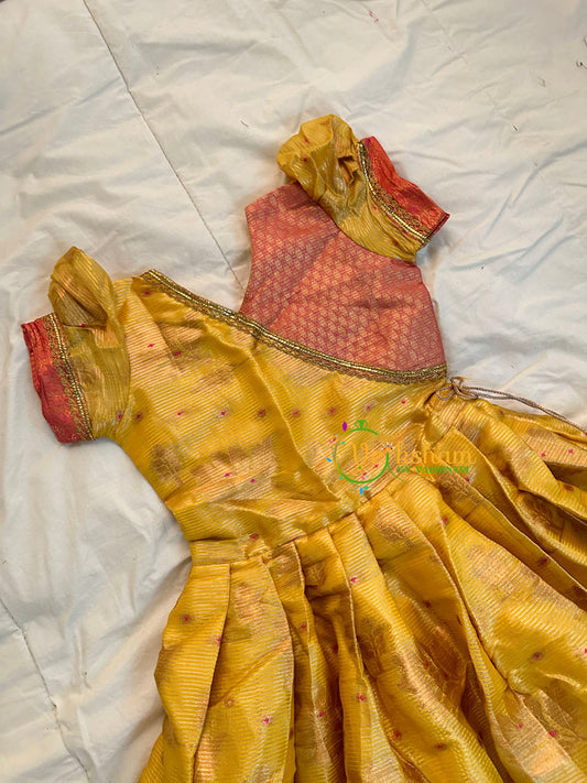 Yellow with Red Indian Traditional Dress for Girls- Girls Gown -VS1237