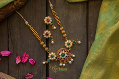 Gold Look Alike Premium Quality Kemp Neckpiece- Red-White-Green-G600