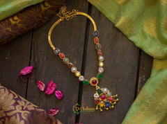 Micro Gold Navaratna Neckpiece - 23 CT Micro Gold-G605