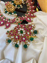 Jadau Kundan maanga Neckpiece-Green Bead-J595