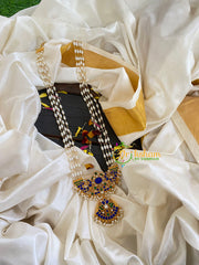 Blue Jadau Kundan Pendant Rani Har Pearl Malai-J585