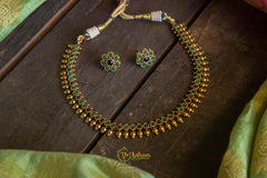 Gold look alike simple choker -Green, Blue -G562