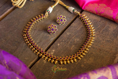 Gold look alike simple choker - Purple-G564