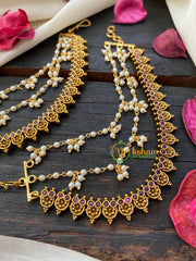 Red AD Stone 3 Layered maatil-Ear Chain-G4647