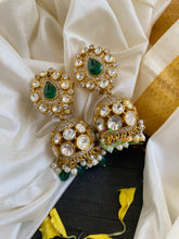 Precious Jadau Kundan Jhumkas -Green White-J604