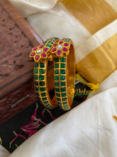 Precious Kundan Jadau Screw Bangle-Green Red-J561