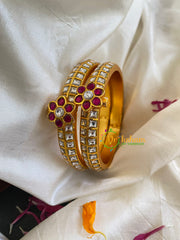 Precious Kundan Jadau Screw Bangle-White-J557