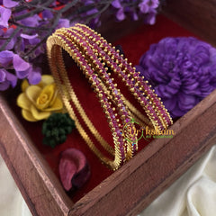 Premium AD Stone Bangles-Red -G6827