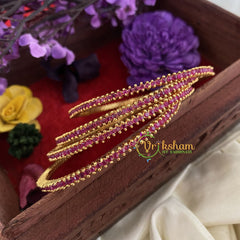 Premium AD Stone Bangles-Red -G6827