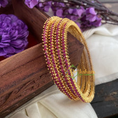 Premium AD Stone Bangles-Red -G6827