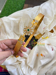 Jadau Kundan Plain Pendant Hipbelt -White Green-J629