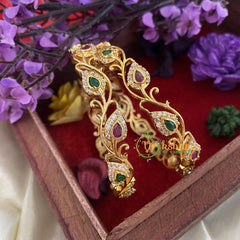 Premium AD Stone Bangles-Leaf Fern -G6814