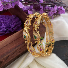 Premium AD Stone Bangles-Leaf Fern -G6814