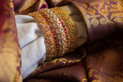 Center - Star Gold American Diamond (AD) Bangles - A pair-G610