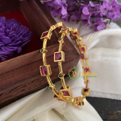 Premium AD Stone Bangles-Red Green-G6800