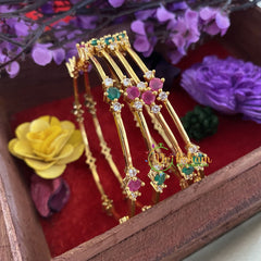 Premium AD Stone Bangles-Red Green -G6809