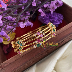 Premium AD Stone Bangles-Red Green -G6809