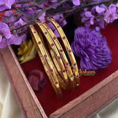 Premium Red Stone Daily Wear Bangle Set-4-G3170