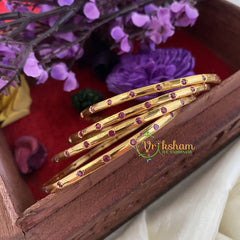 Premium Red Stone Daily Wear Bangle Set-4-G3170