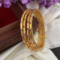 Premium Red Stone Daily Wear Bangle Set-4-G3170