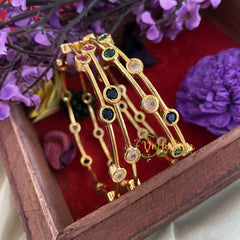 Premium AD Stone Bangles Red Green -Circles-G6818