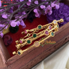 Premium AD Stone Bangles Red Green -Circles-G6818