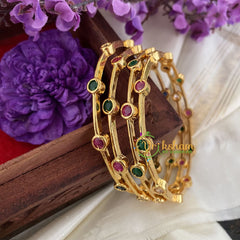 Premium AD Stone Bangles Red Green -Circles-G6818