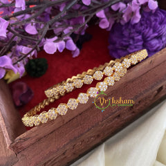 Premium AD Stone Bangles -White- Floral-G6819